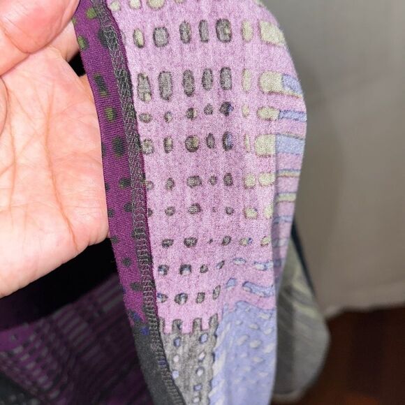 LuLaRoe XS Purple Green Gray Blue Crewneck Short Sleeve Hi Low Dress - Picture 9 of 12